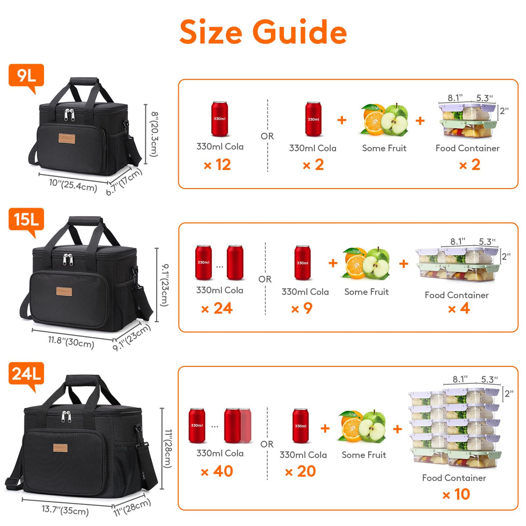 Black Insulated Lunch Bag V429
