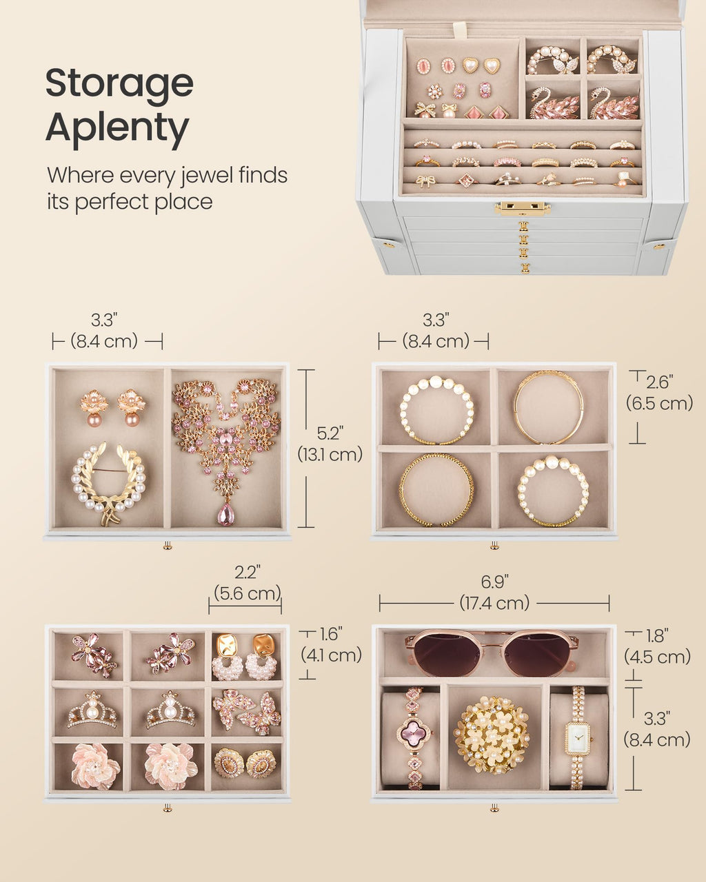 5-Layer Jewelry Box Organizer with 4 Drawers E213782