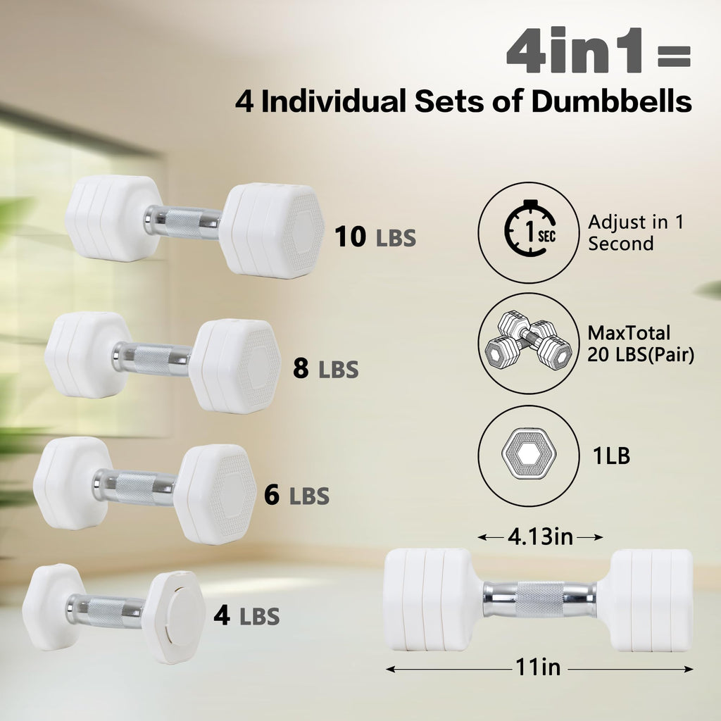 Adjustable Dumbbell Set of 2 Total 20 Lbs X963