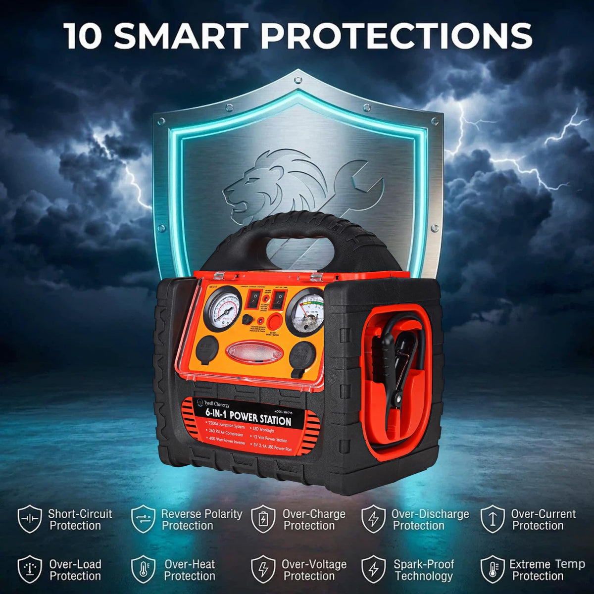 2200 Amp Car Jump Starter with Air Compressor S827