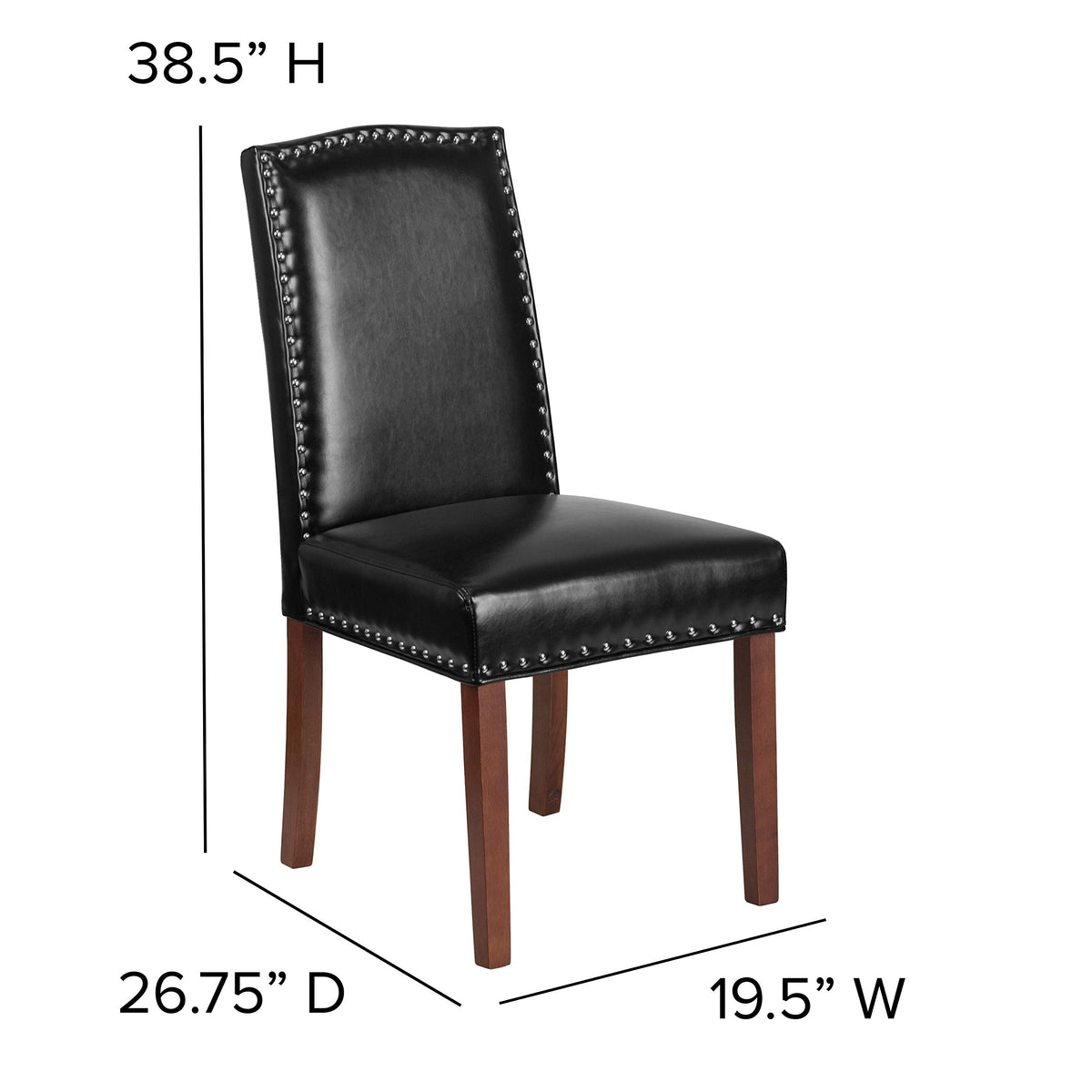 Black LeatherSoft Parsons Chair with Nail Trim I241410