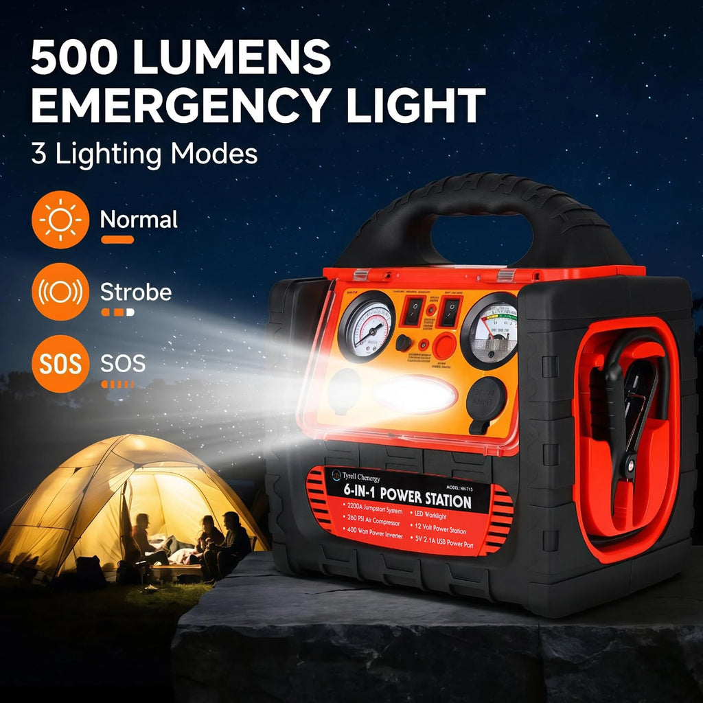 2200 Amp Car Jump Starter with Air Compressor S827