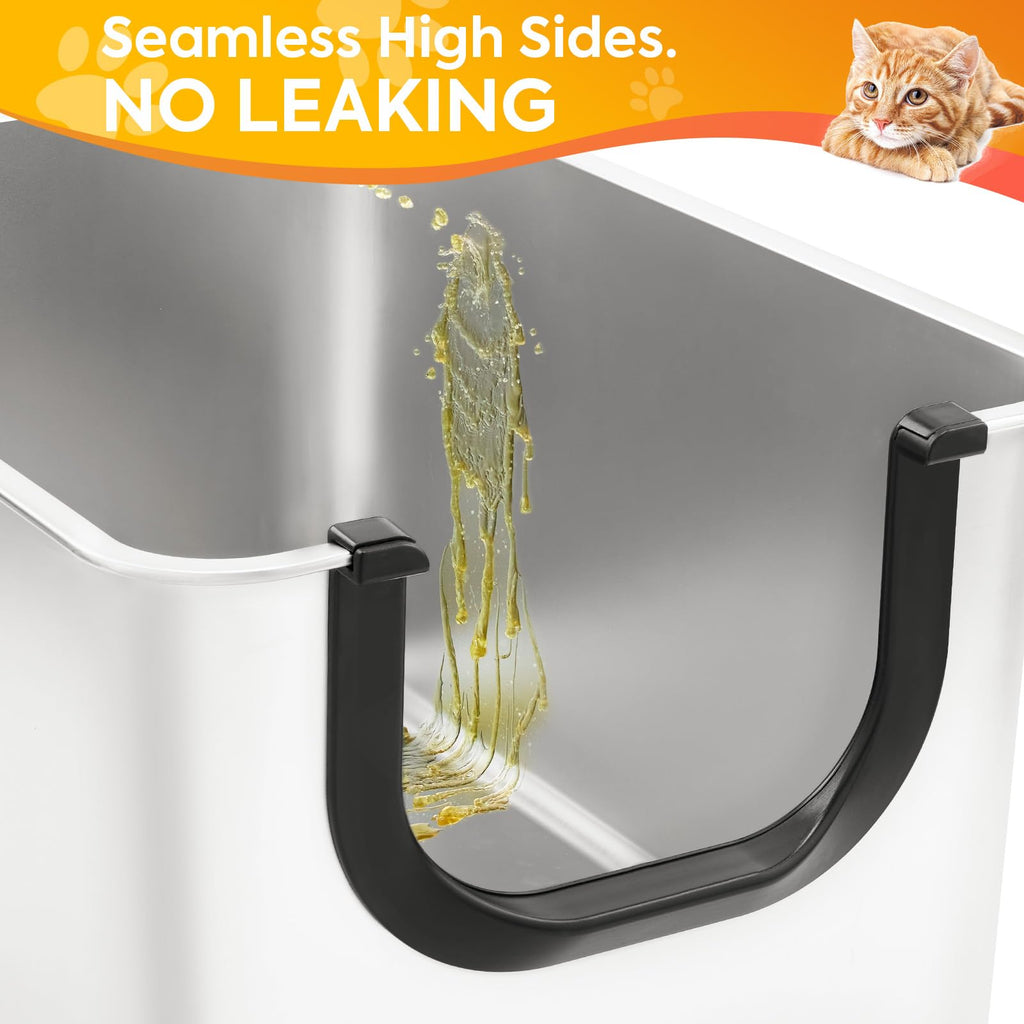 Extra Large Stainless Steel Cat Litter Box with High Sides V300129
