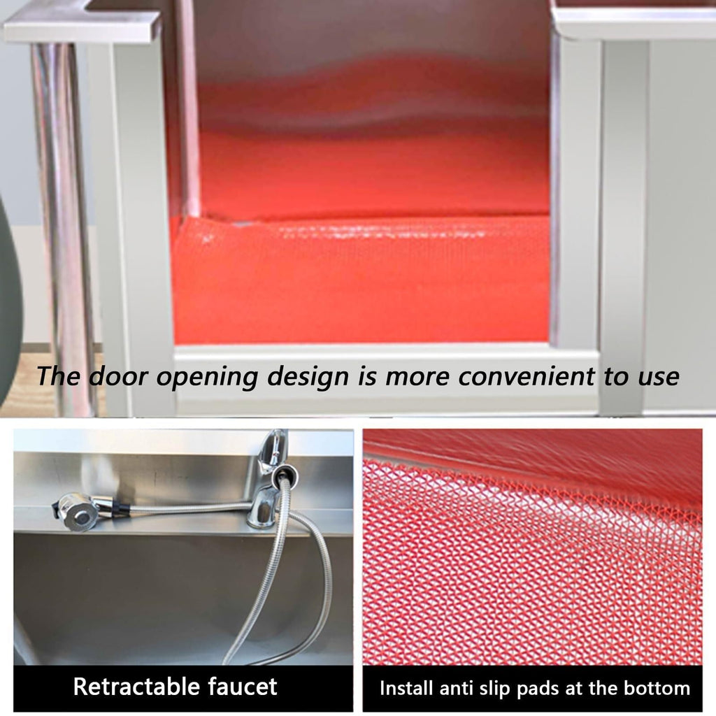 Stainless Steel Dog Grooming Bathtub with Faucet X257717
