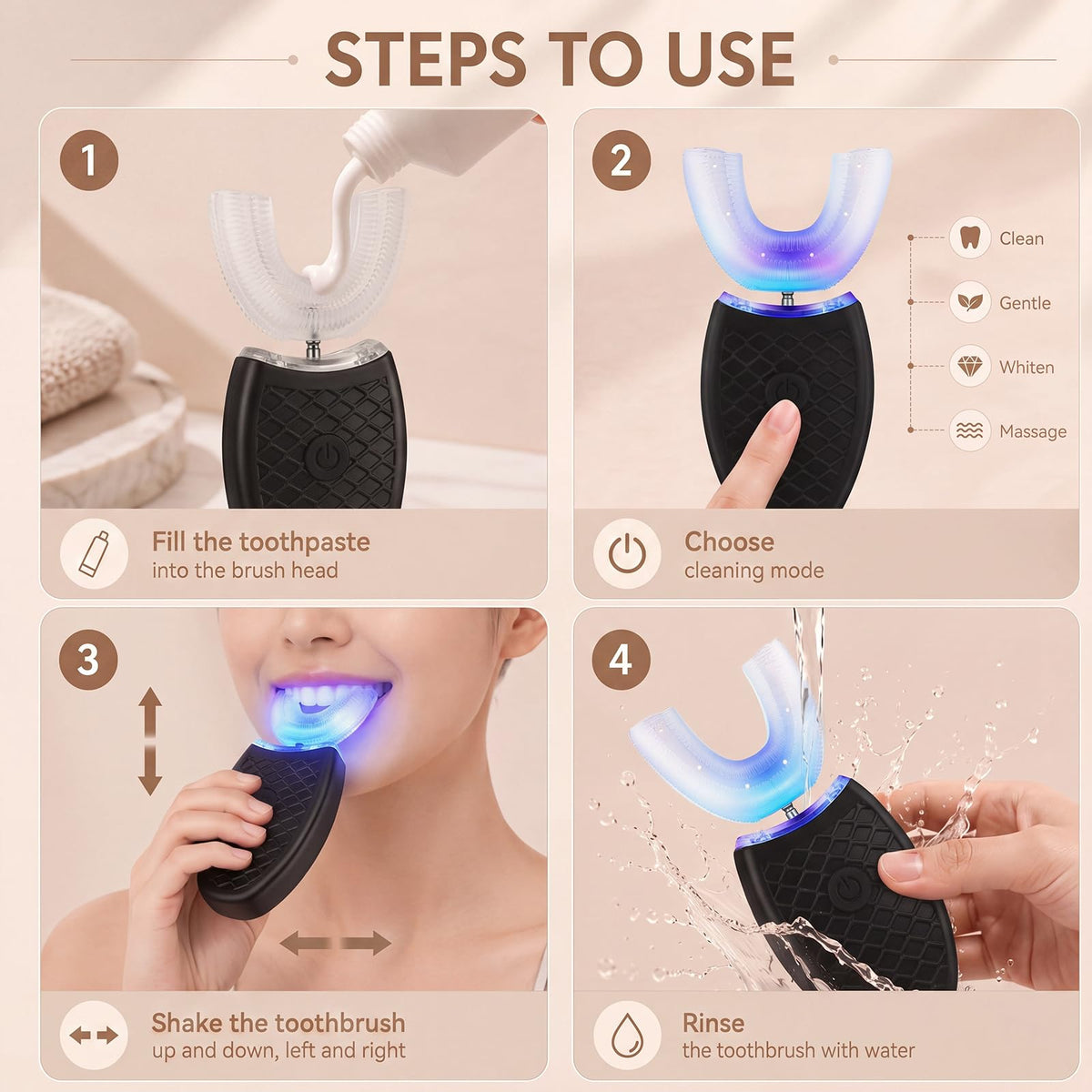 2 Pack U Shaped Automatic Toothbrushes V2473