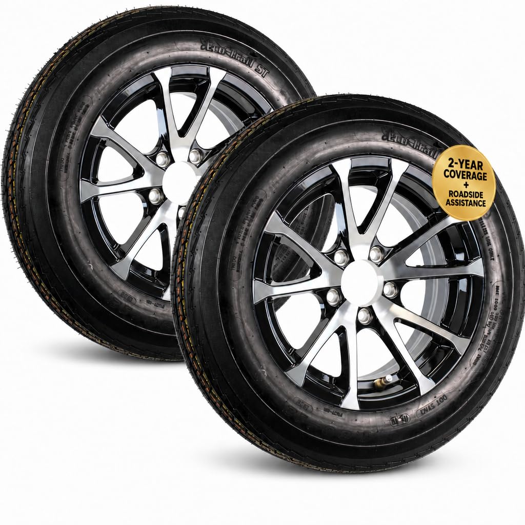 2 Pack Trailer Tire Rim Assembly Black Y1961