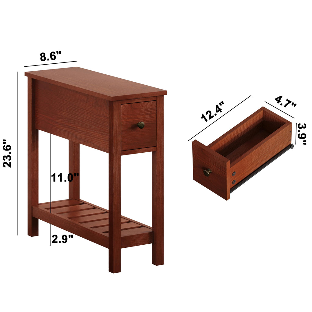 Narrow Side Table with Drawer Set of 2 V863708