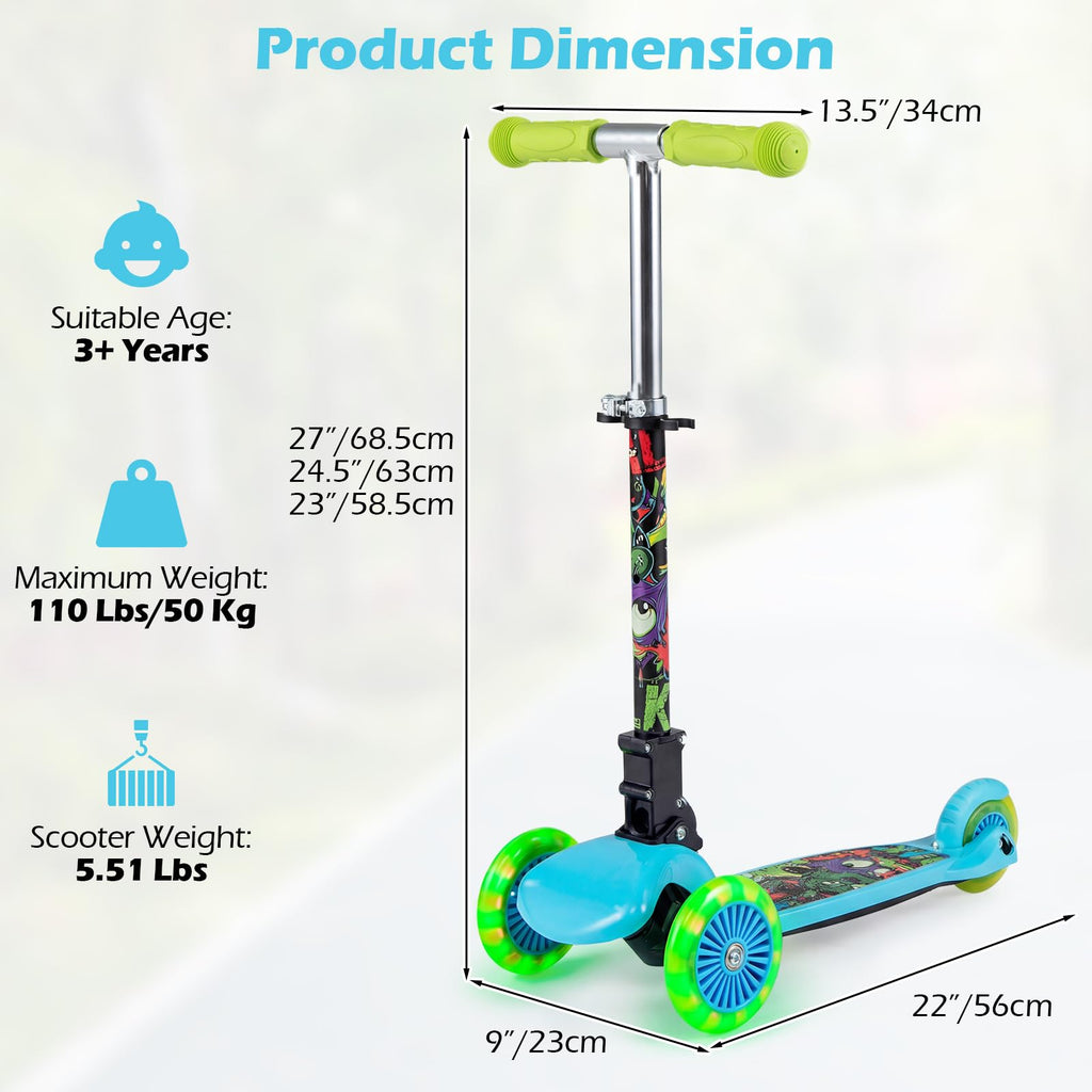 Kids 3-Wheel Kick Scooter with LED Front Wheels K699