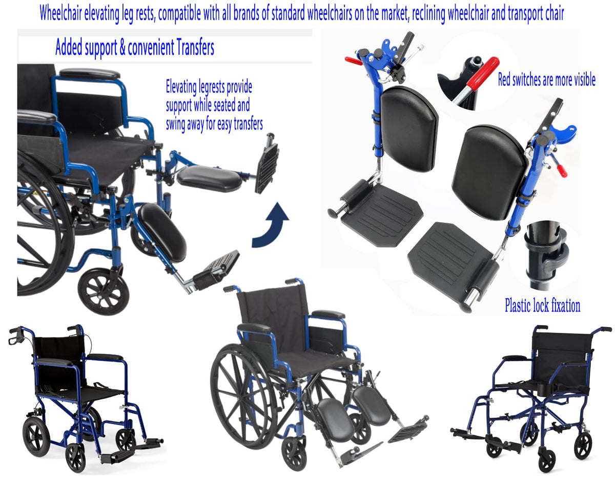Blue Wheelchair Elevating Leg Rest with Padded Calf Pad A297