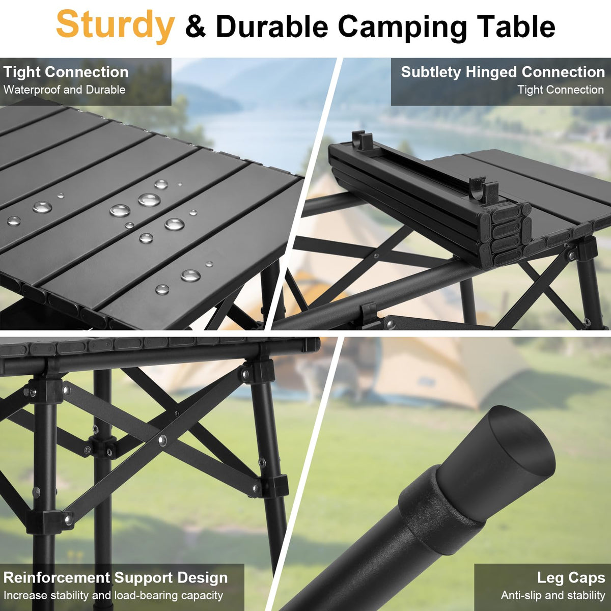 Folding Camping Side Table, Adjustable Height P637260