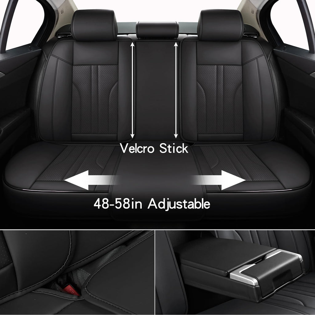 Black Leather Car Seat Cover Full Set A6969
