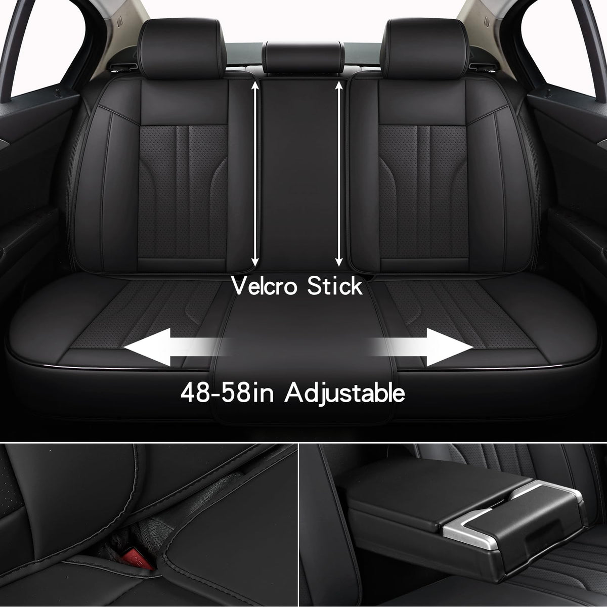 Black Leather Car Seat Cover Full Set A6969