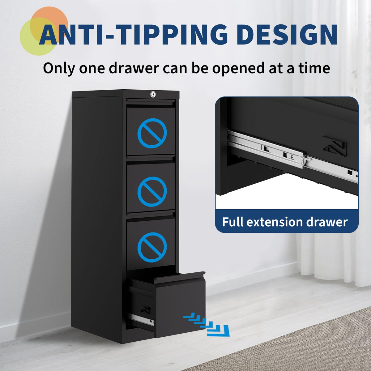 4 Drawer Metal File Cabinet with Lock I56284