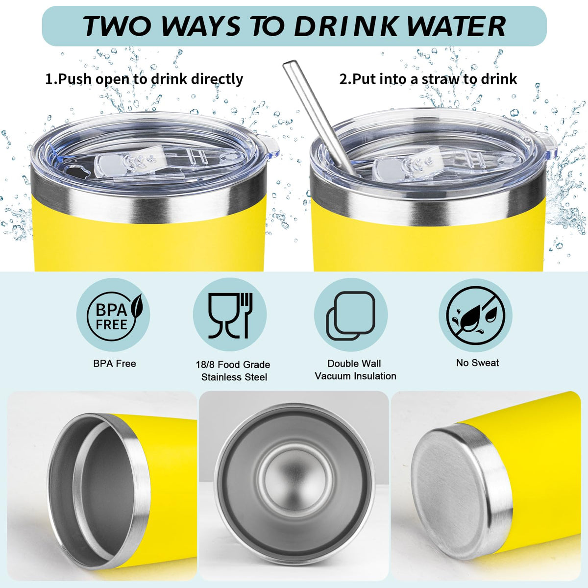 20oz Stainless Steel Vacuum Insulated Tumbler with Straw J6818