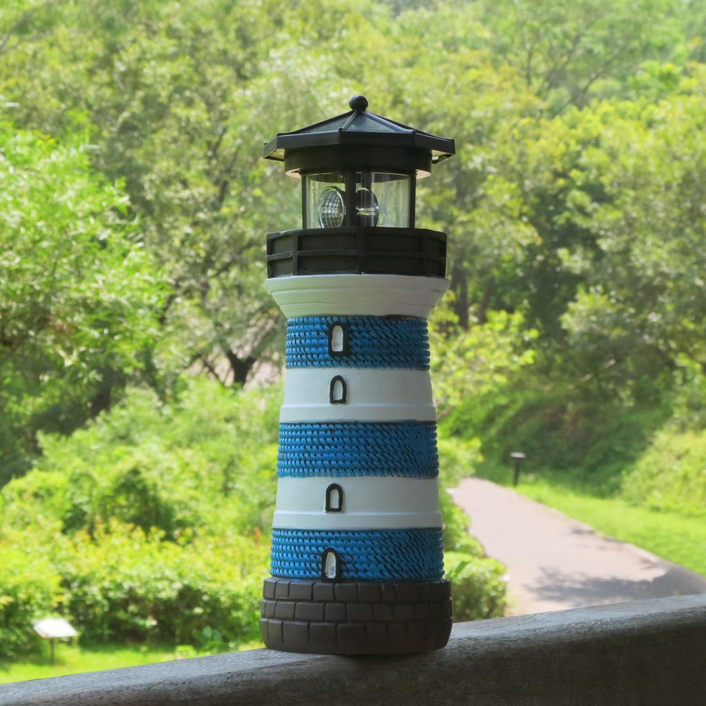 Solar Lighthouse Rotating Beacon Led Yard Statue J173713