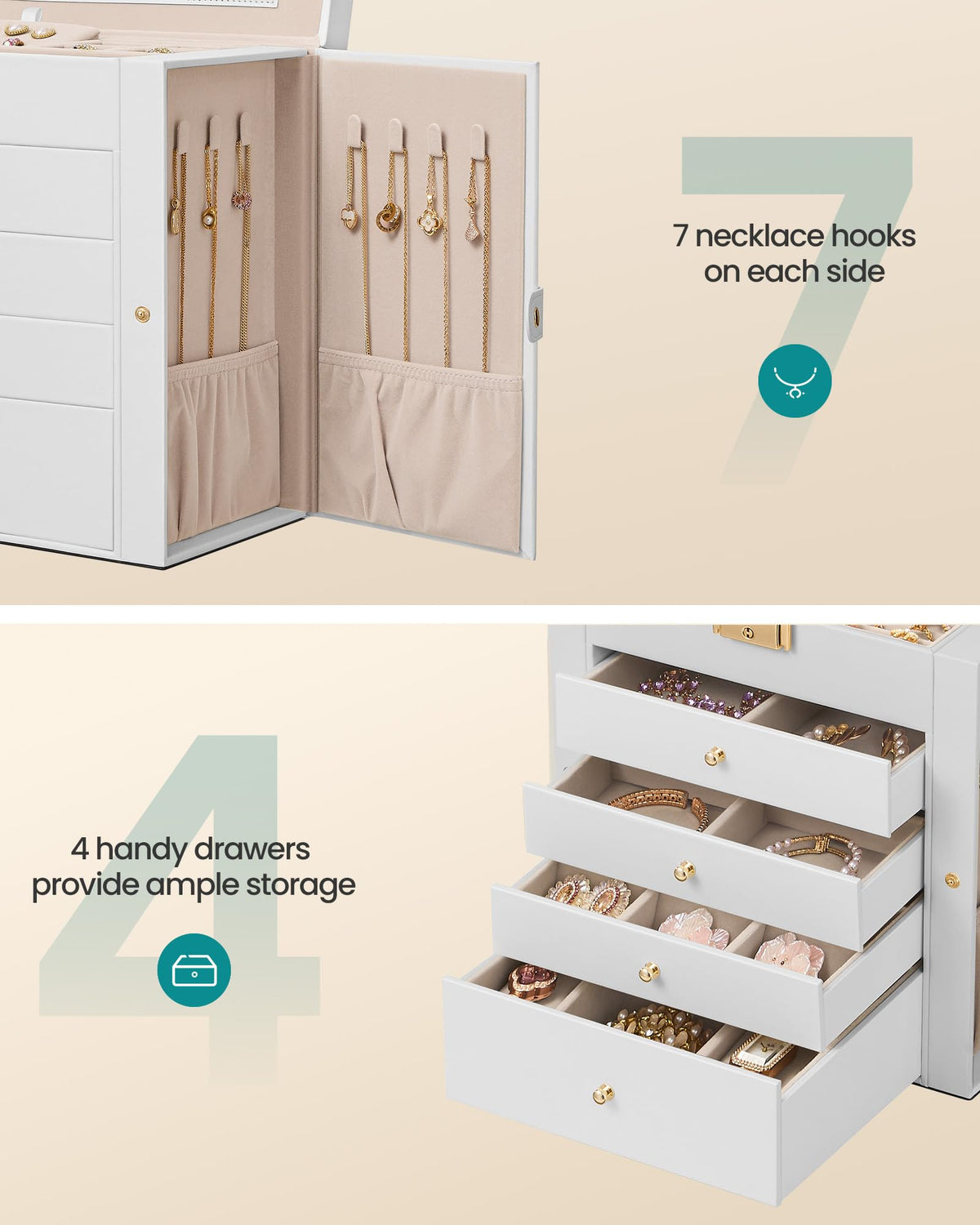 5-Layer Jewelry Box Organizer with 4 Drawers E213782