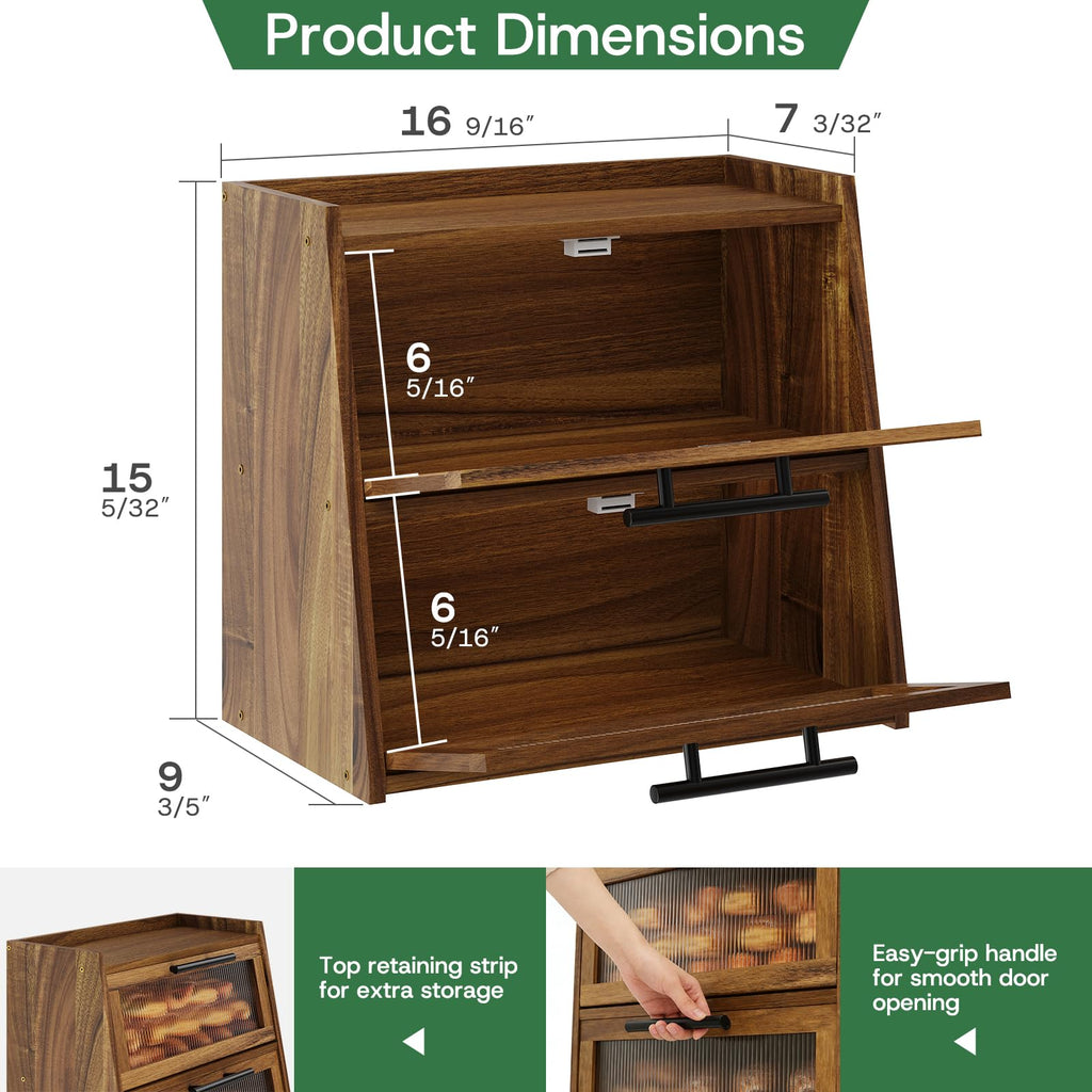 Acacia Wood 2-Layer Bread Box J420
