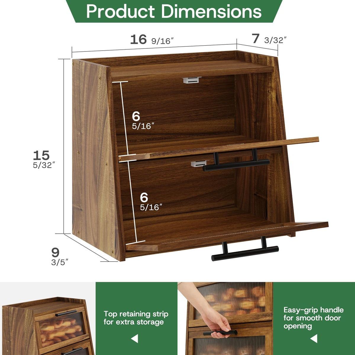 Acacia Wood 2-Layer Bread Box J420