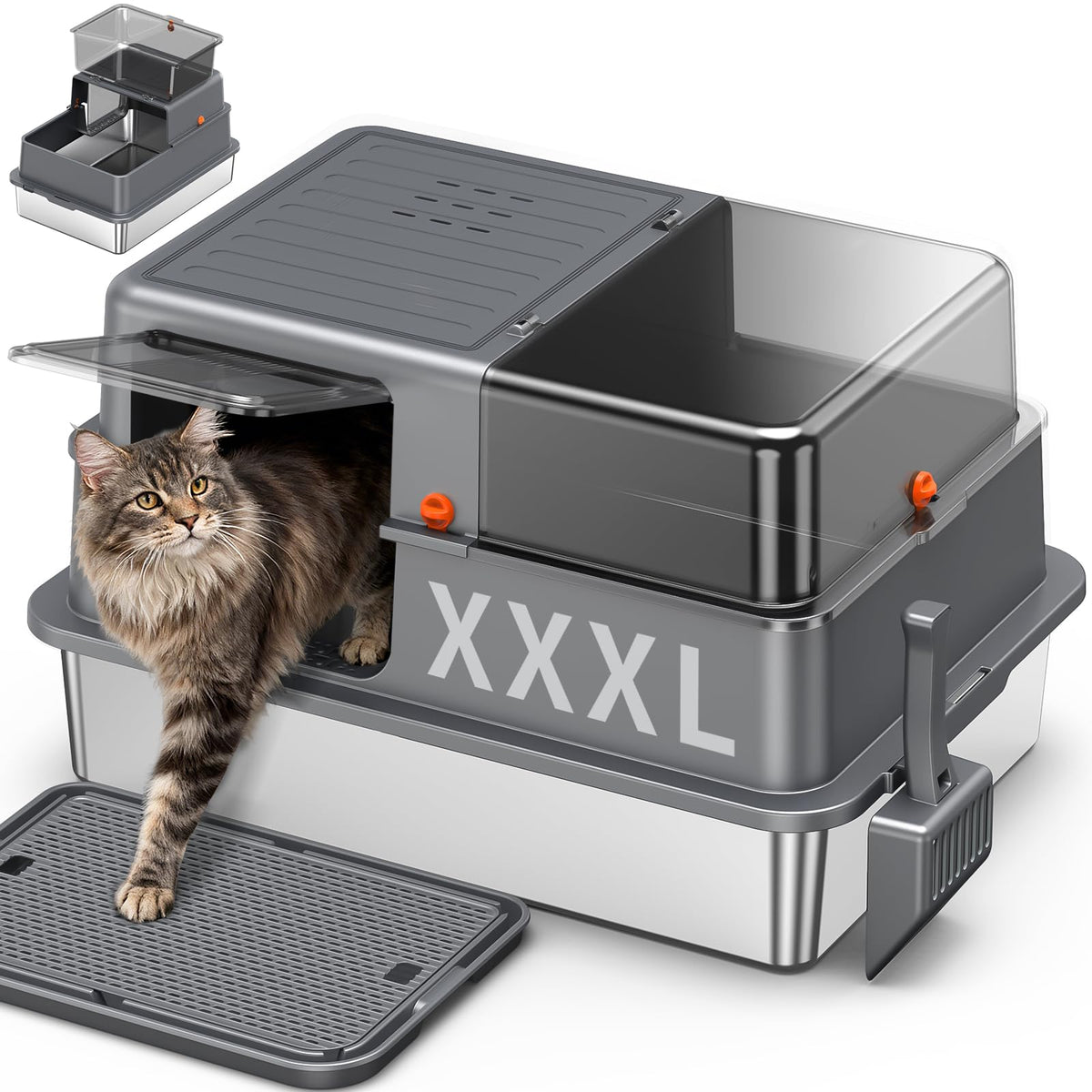 XXXL Stainless Steel Litter Box with Lid R735568