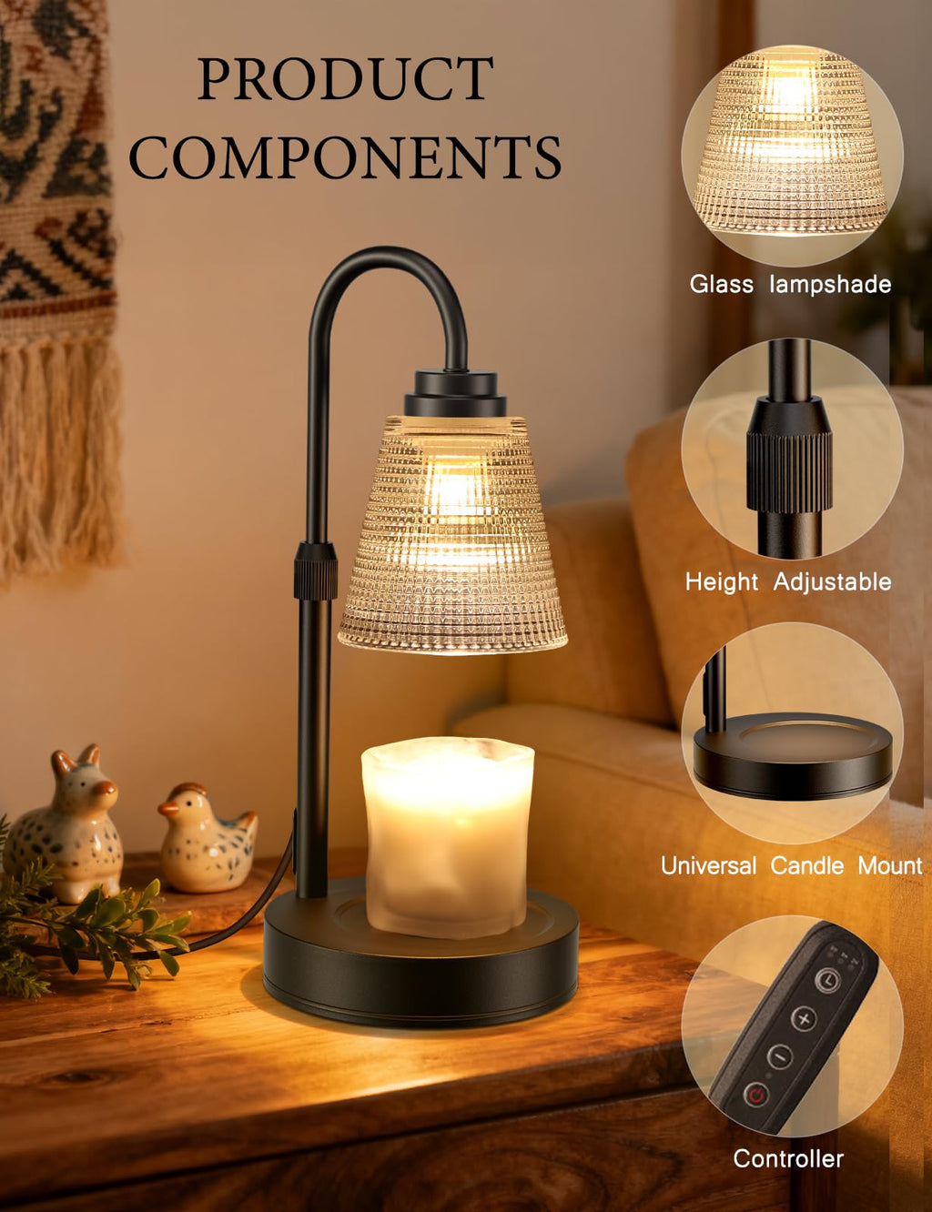 Dimmable Candle Warmer Lamp with Timer Y714