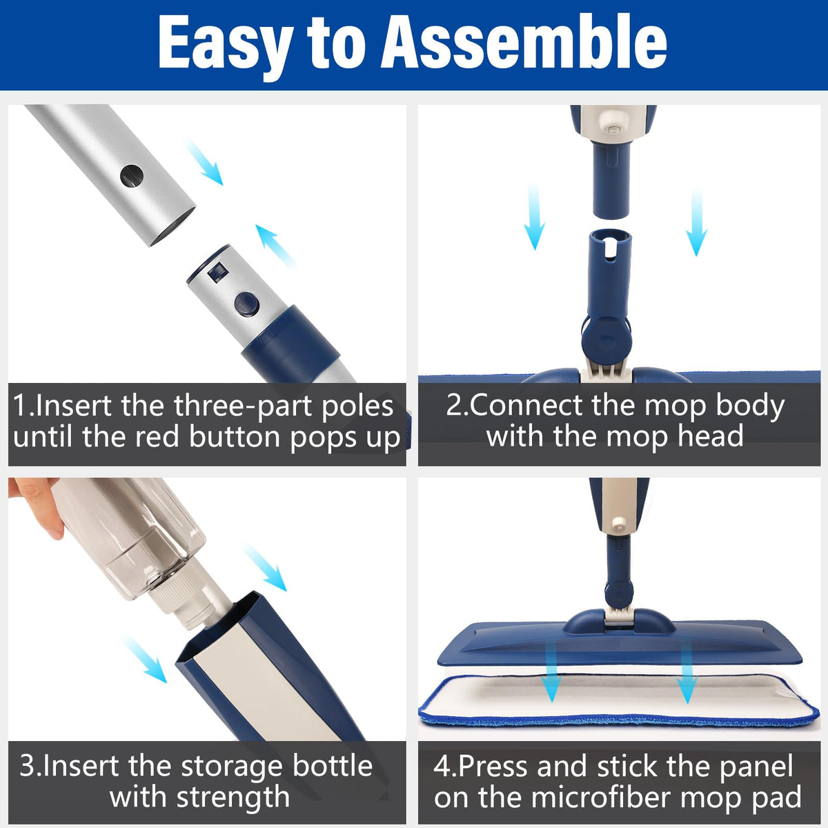 Wet Spray Mop with 14 oz Bottle & 3 Microfiber Pads F952781