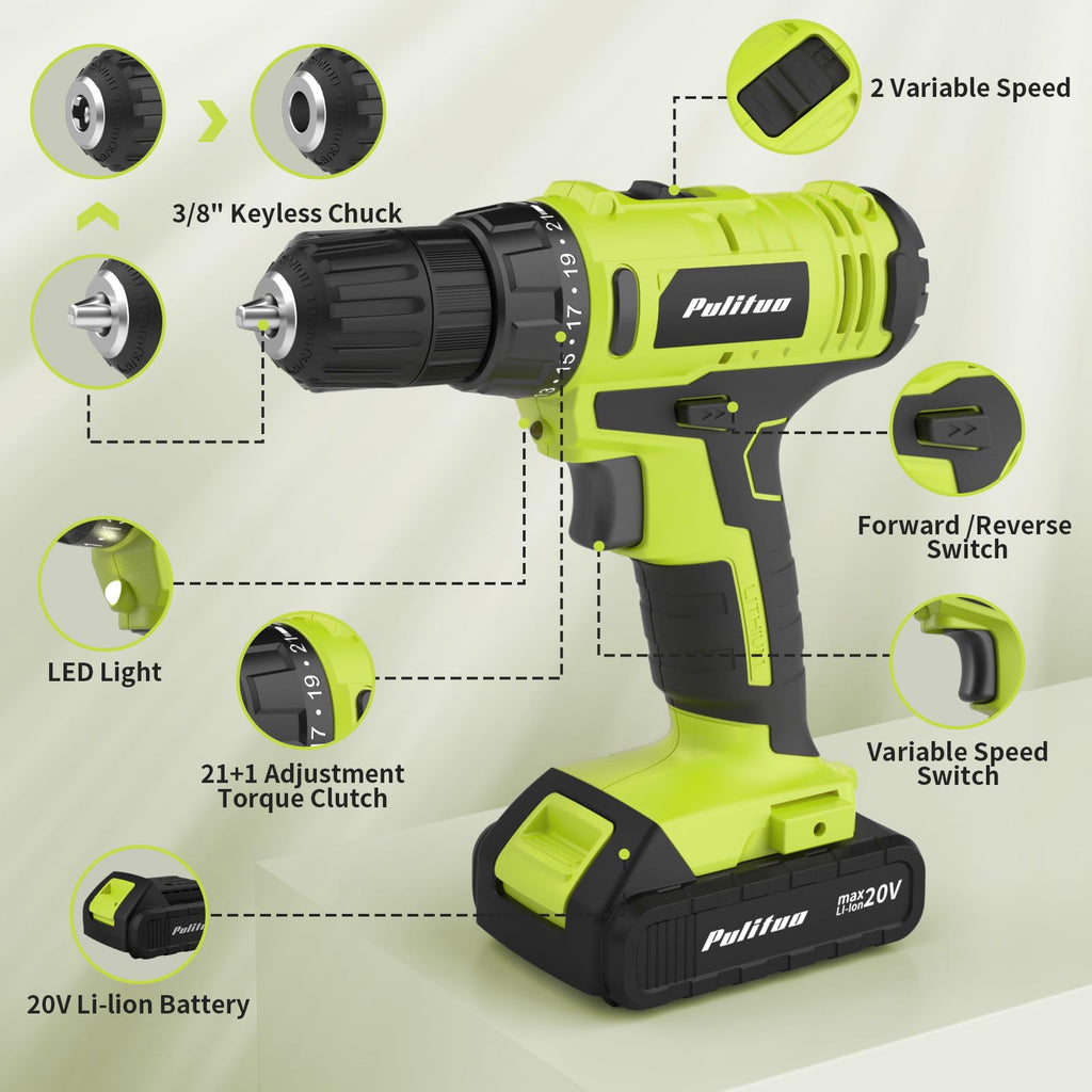 20V Cordless Drill Driver with 2 Batteries V6937