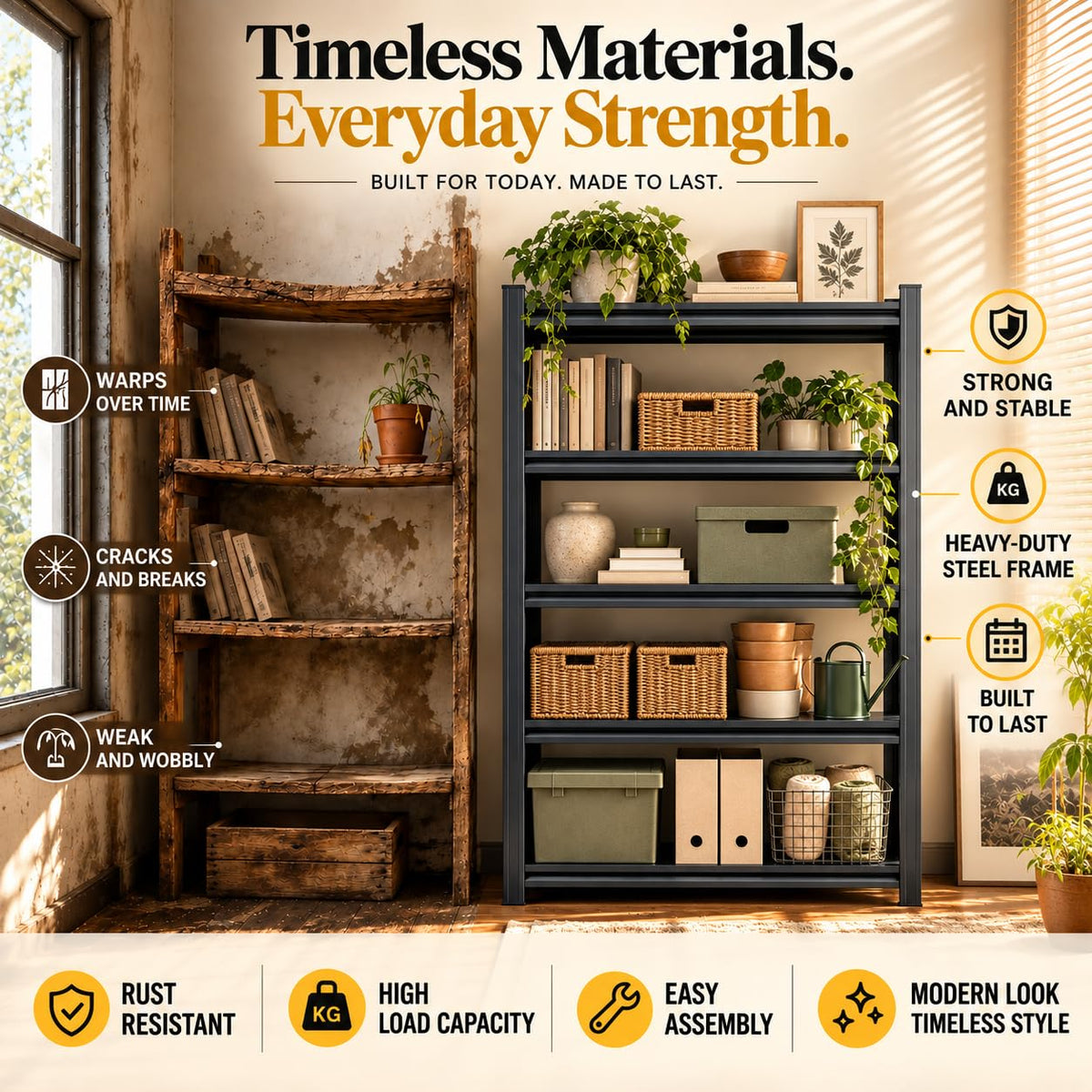 Metal Adjustable Heavy Duty Bookshelf L2062