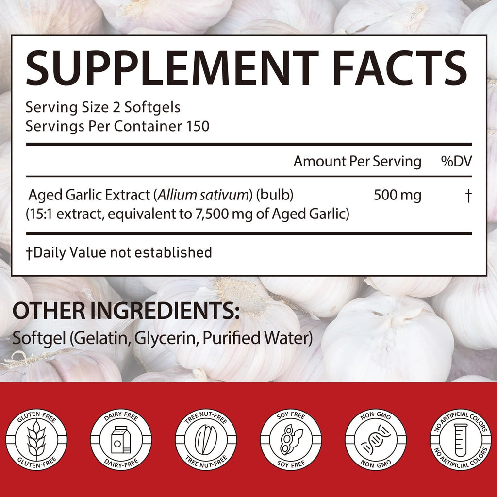 2 Years Aged Garlic Extract Capsules 300 Count Gluten-Free Y2165