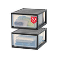 2-Pack 30 Qt. Black Stacking Drawer Organizer L395337