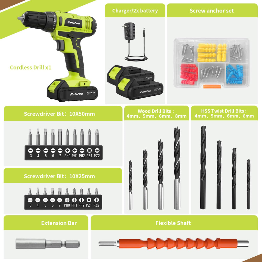 20V Cordless Drill Driver with 2 Batteries V6937
