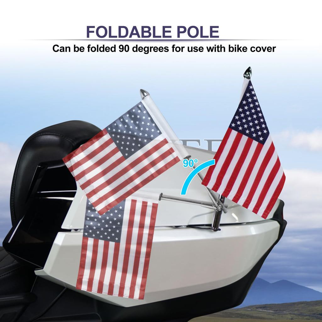 2 Pack Stainless Steel Flag Pole Mount Kit with 6pcs Flags A432