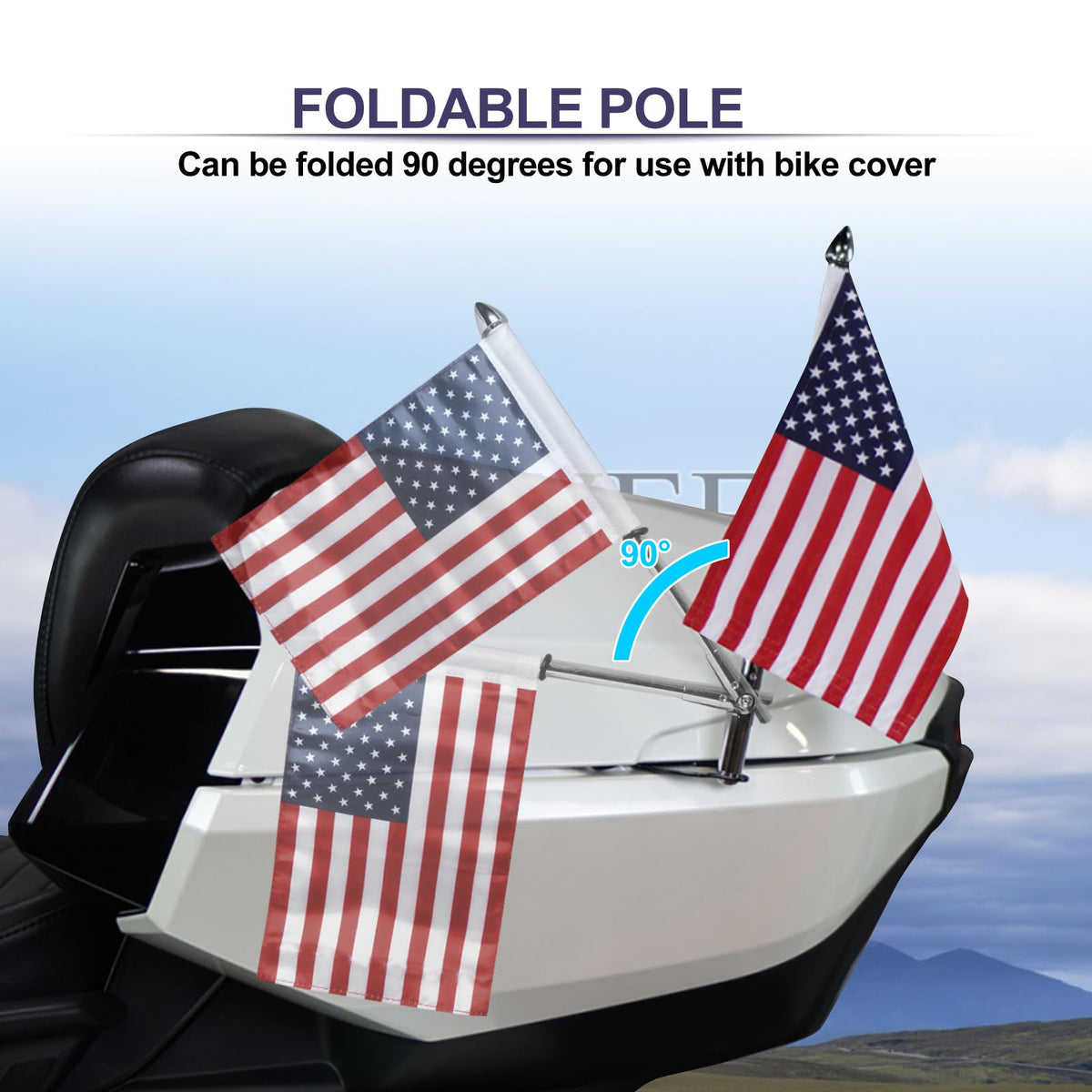 2 Pack Stainless Steel Flag Pole Mount Kit with 6pcs Flags A432