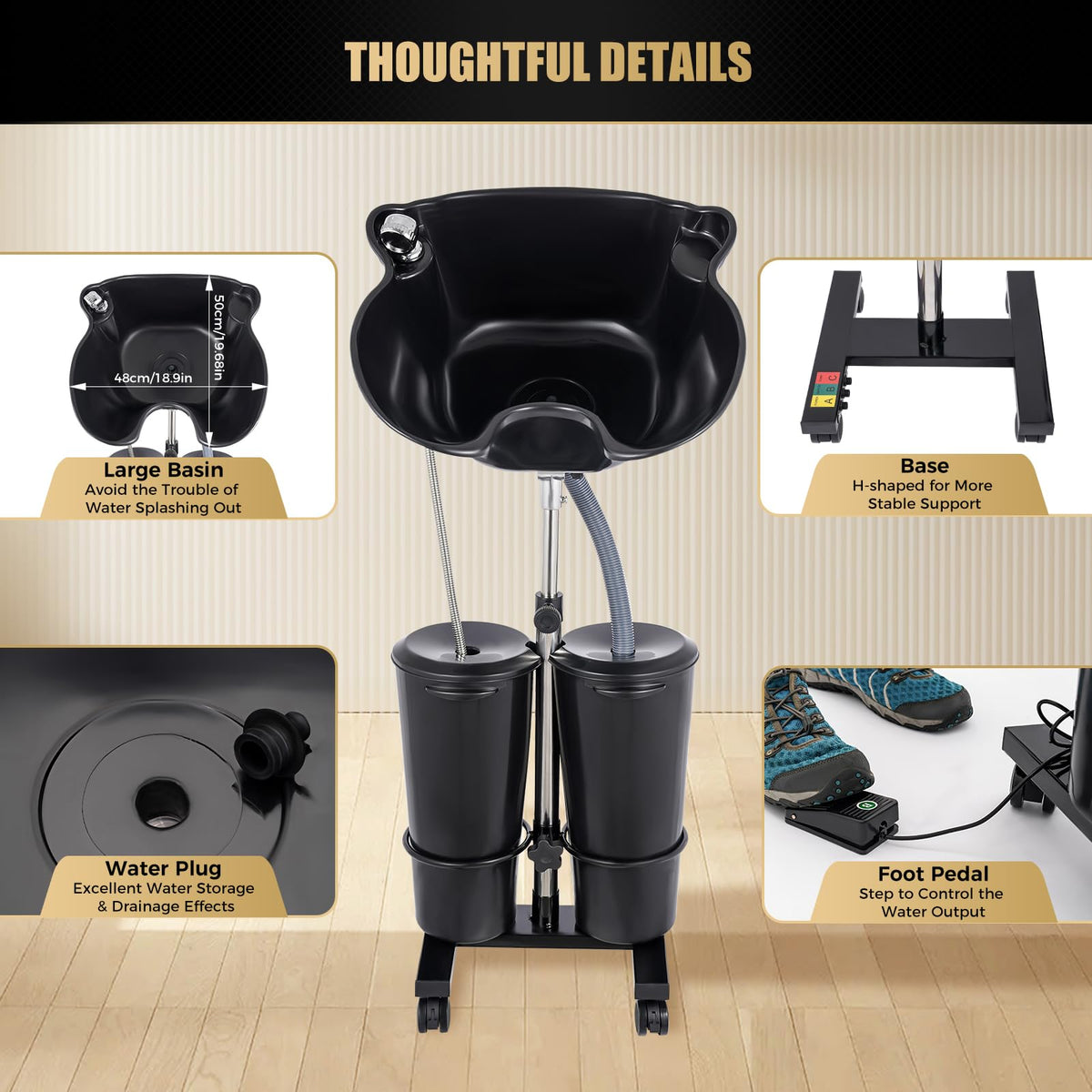 Portable Shampoo Bowl with Electric Pump J77335