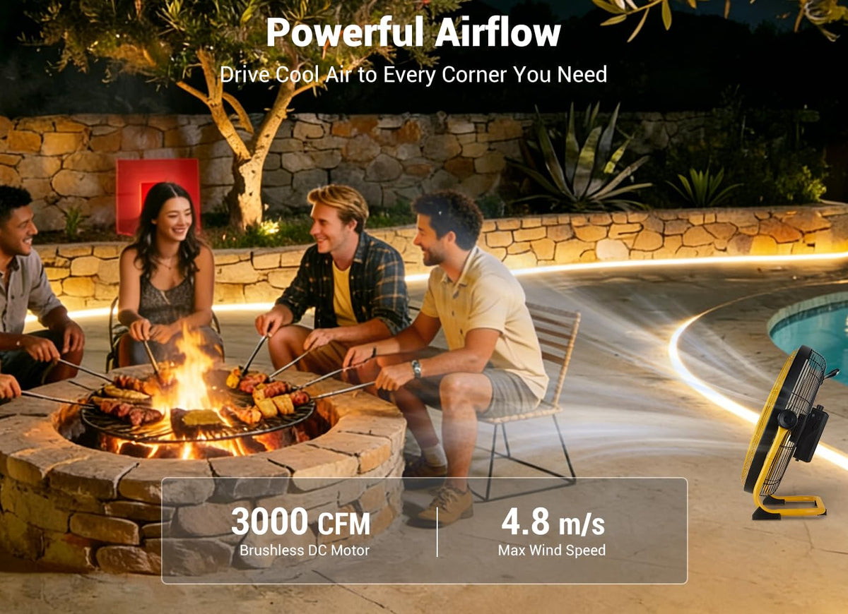 16" Portable Battery Operated Metal Floor Fan X475733