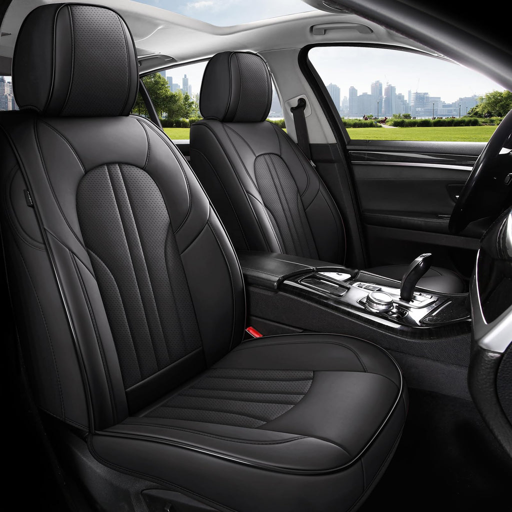 Black Leather Car Seat Cover Full Set A6969
