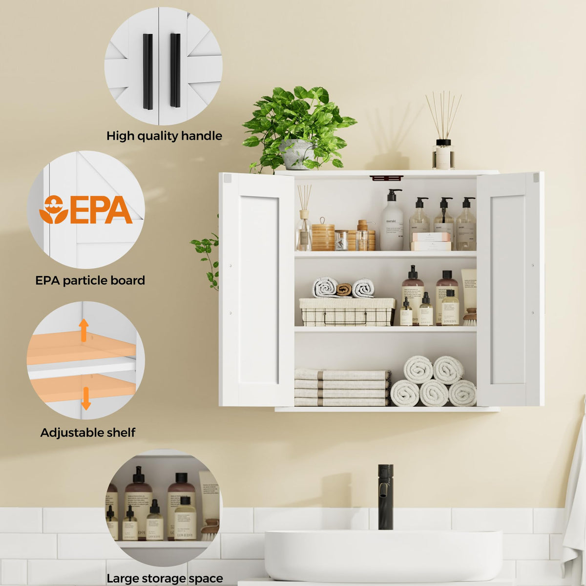 Bathroom Wall Cabinet with Adjustable Shelves X663766