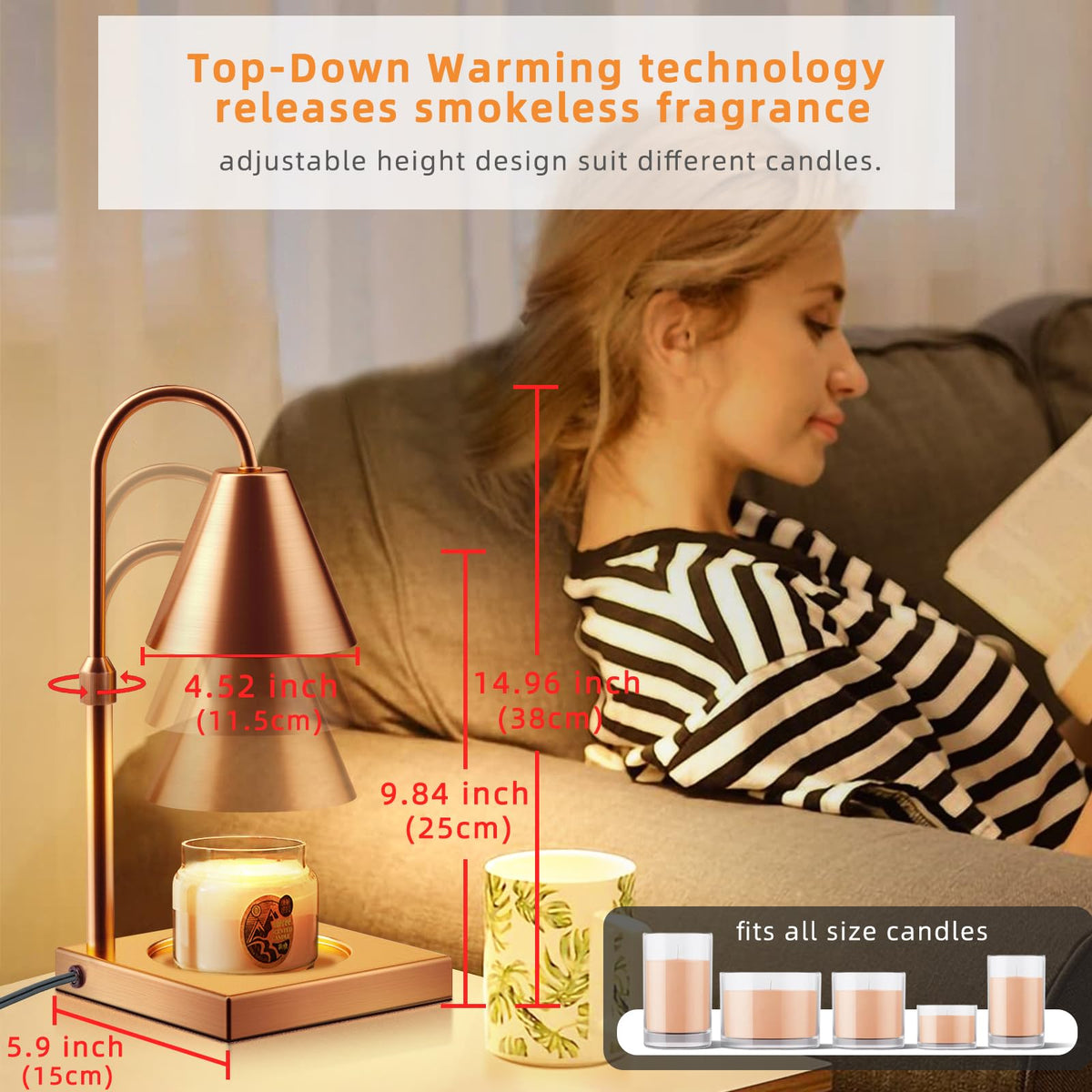 Adjustable Height Dimmable Candle Warmer Lamp C1881