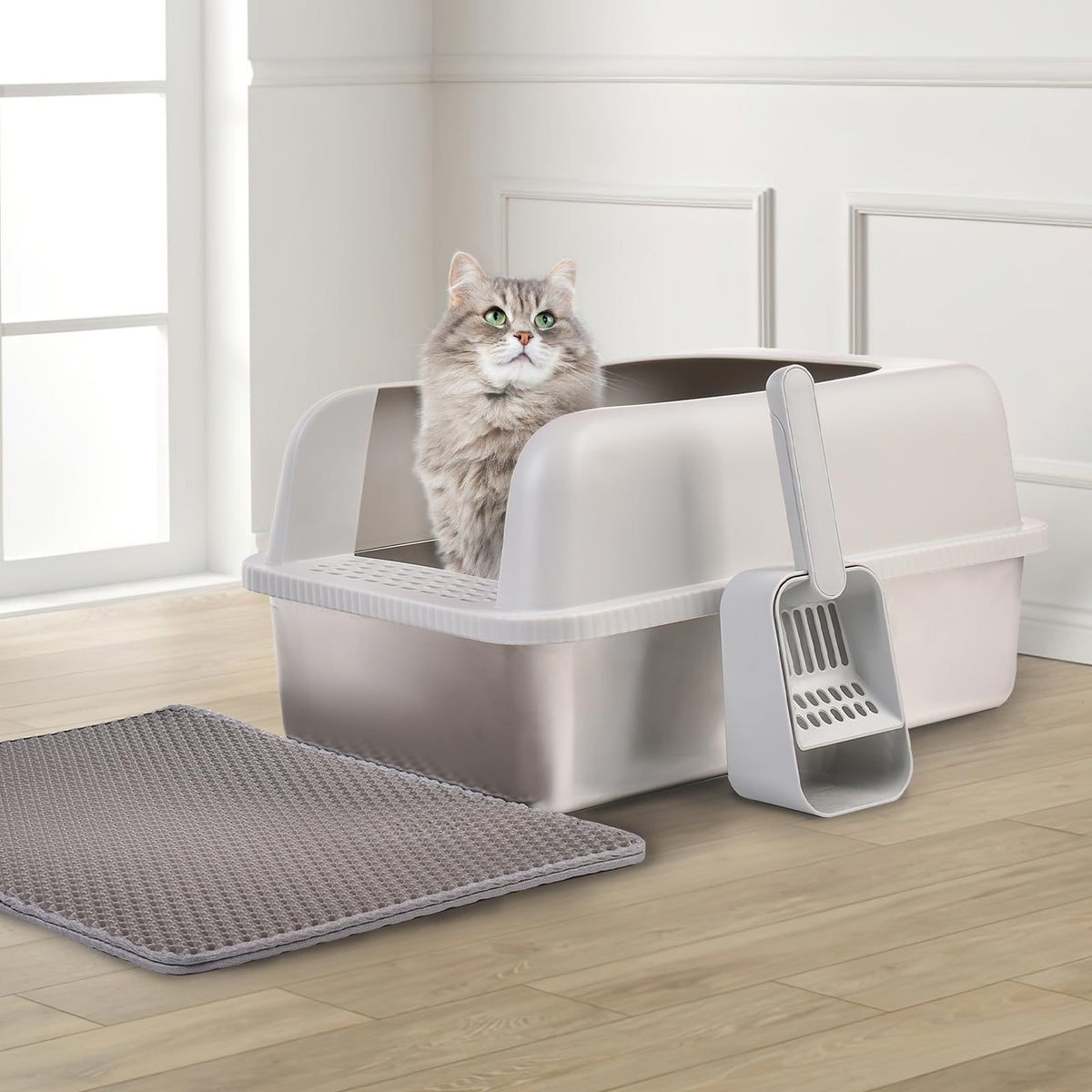 Stainless Steel Cat Litter Box with Lid C462065