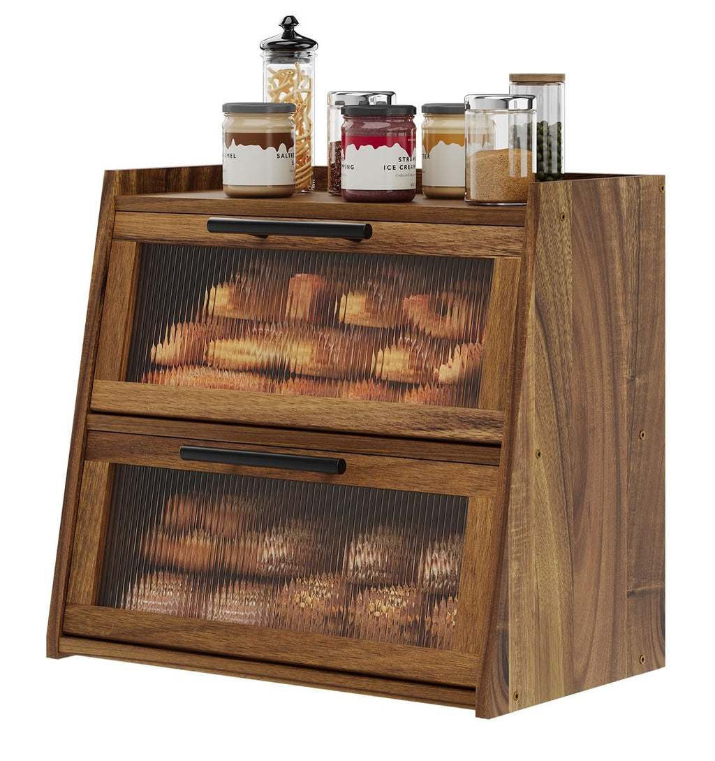 Acacia Wood 2-Layer Bread Box J420