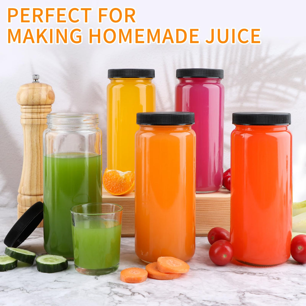 16oz Glass Juice Bottles, 12 Pack Q258133