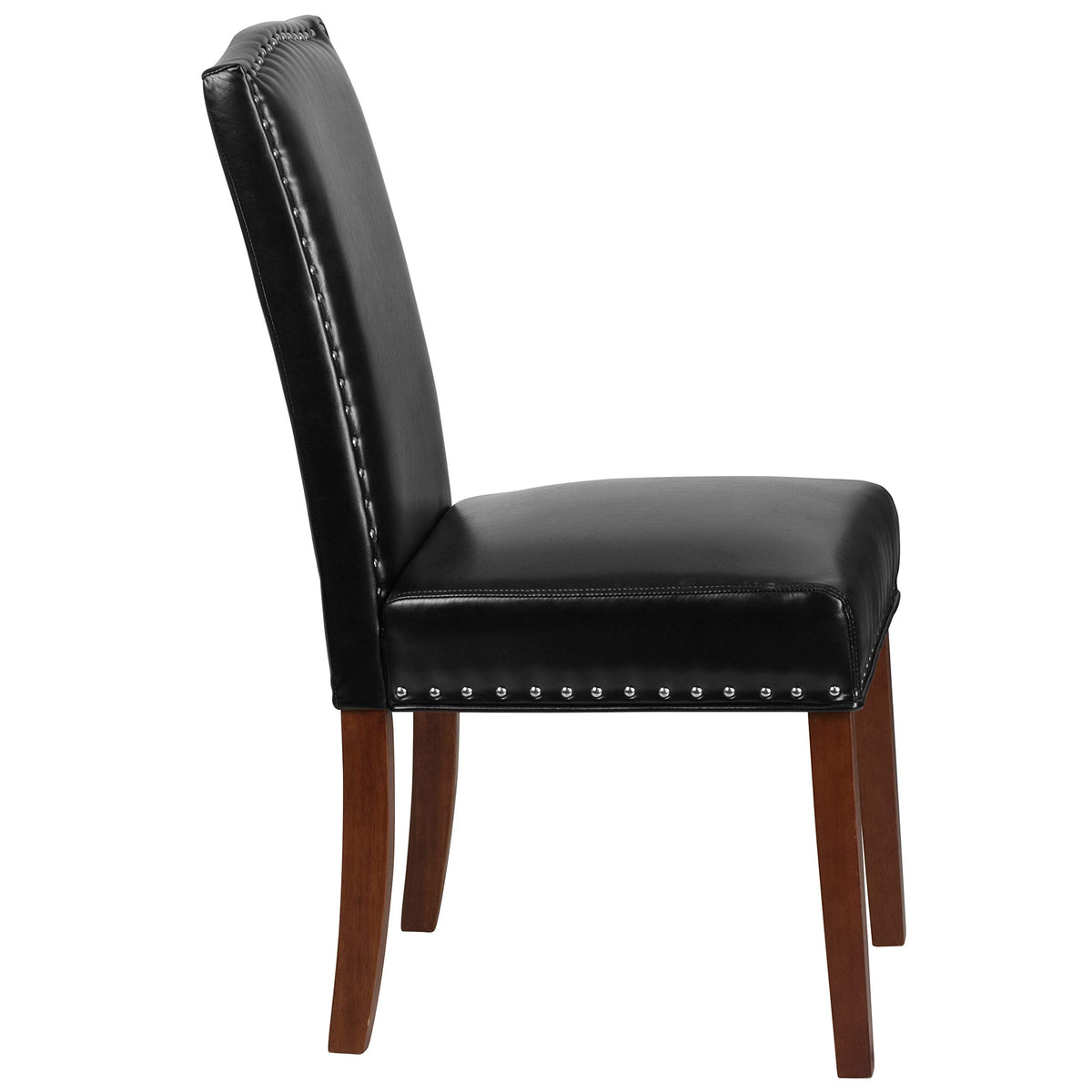 Black LeatherSoft Parsons Chair with Nail Trim I241410