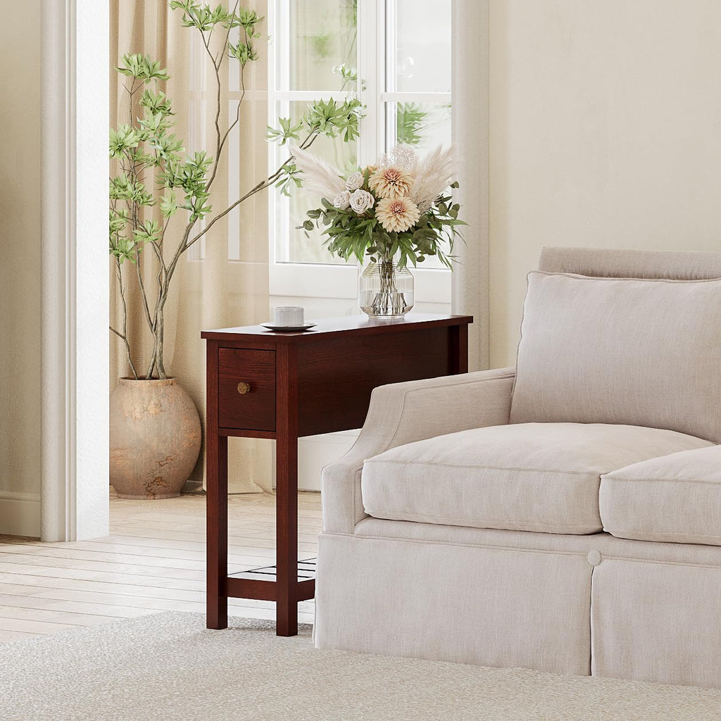 Narrow Side Table with Drawer Set of 2 V863708