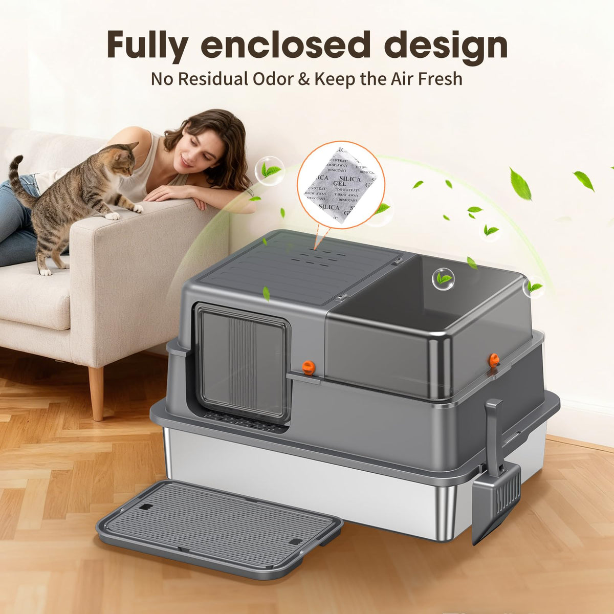 XXXL Stainless Steel Litter Box with Lid R735568