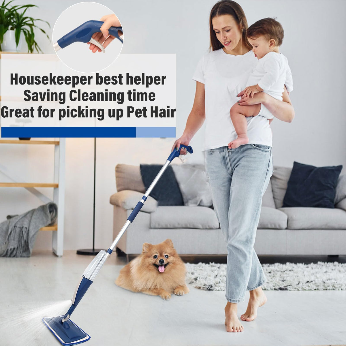 Wet Spray Mop with 14 oz Bottle & 3 Microfiber Pads F952781