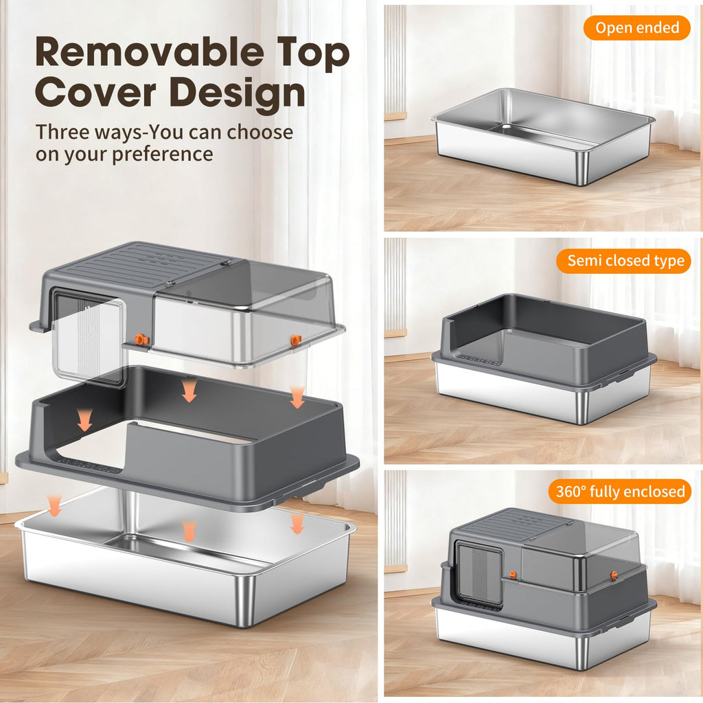 XXXL Stainless Steel Litter Box with Lid R735568