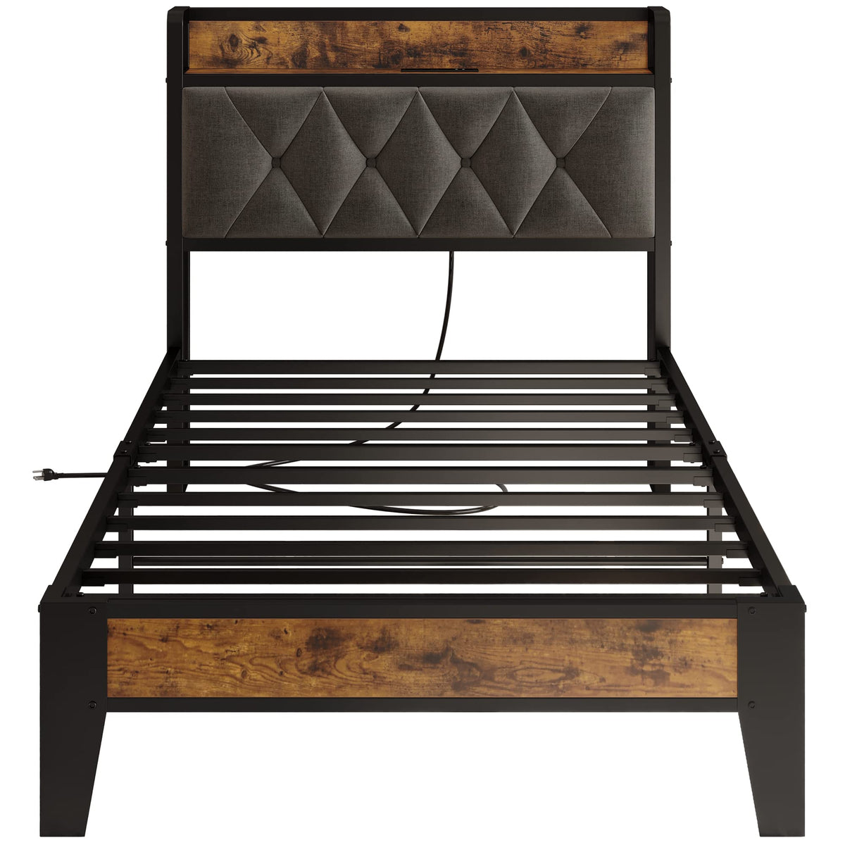 Twin Bed Frame with Storage Headboard M5362