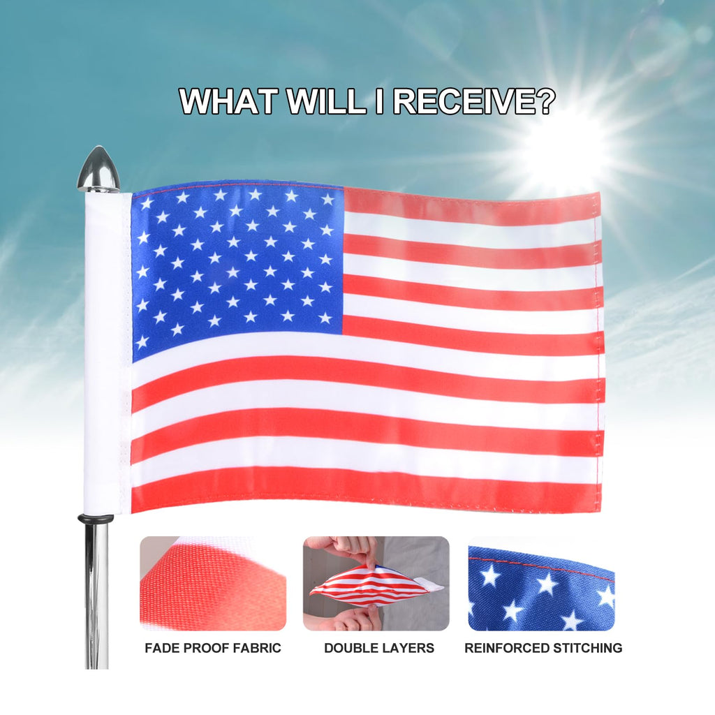 2 Pack Stainless Steel Flag Pole Mount Kit with 6pcs Flags A432