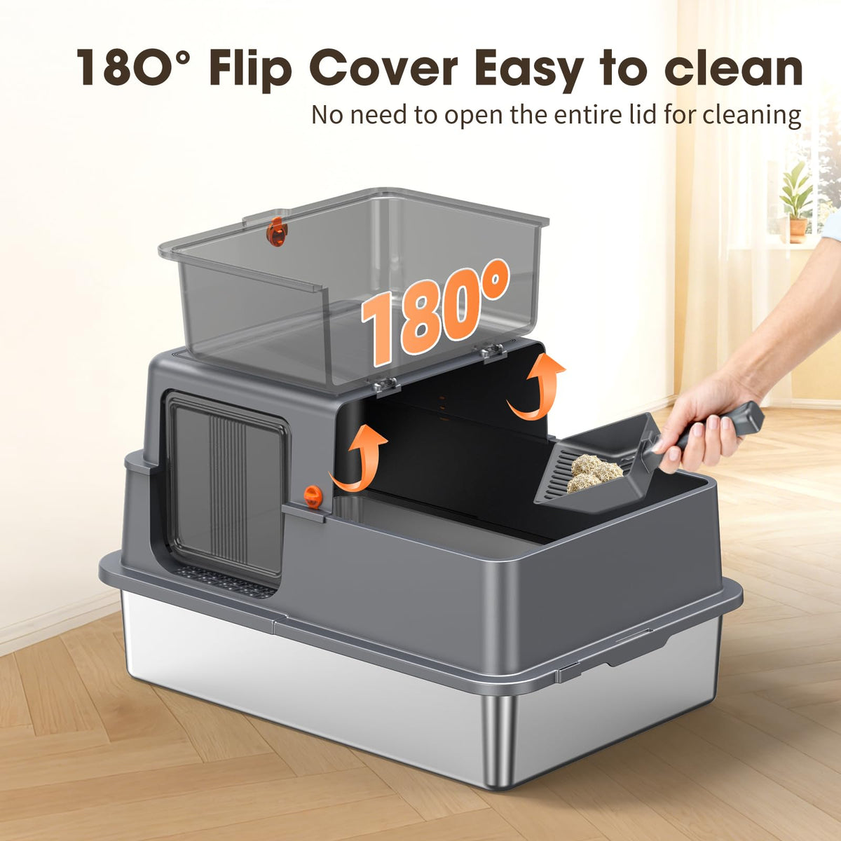 XXXL Stainless Steel Litter Box with Lid R735568