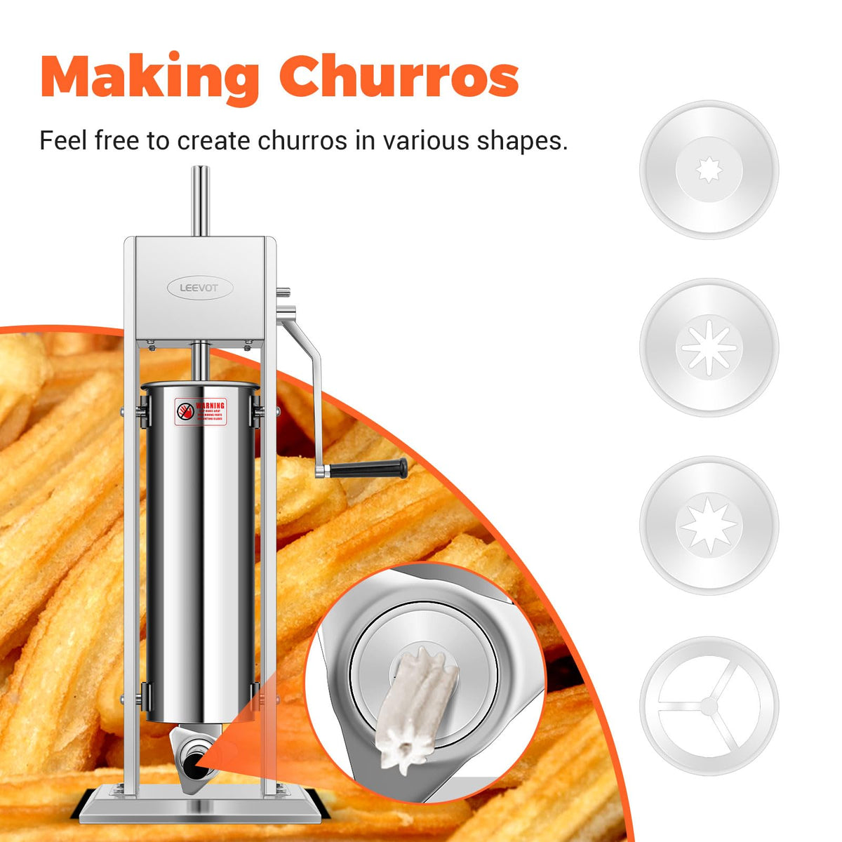 15LBS/7L Manual Stainless Steel Sausage Stuffer with 5 Stuffing Tubes A7162