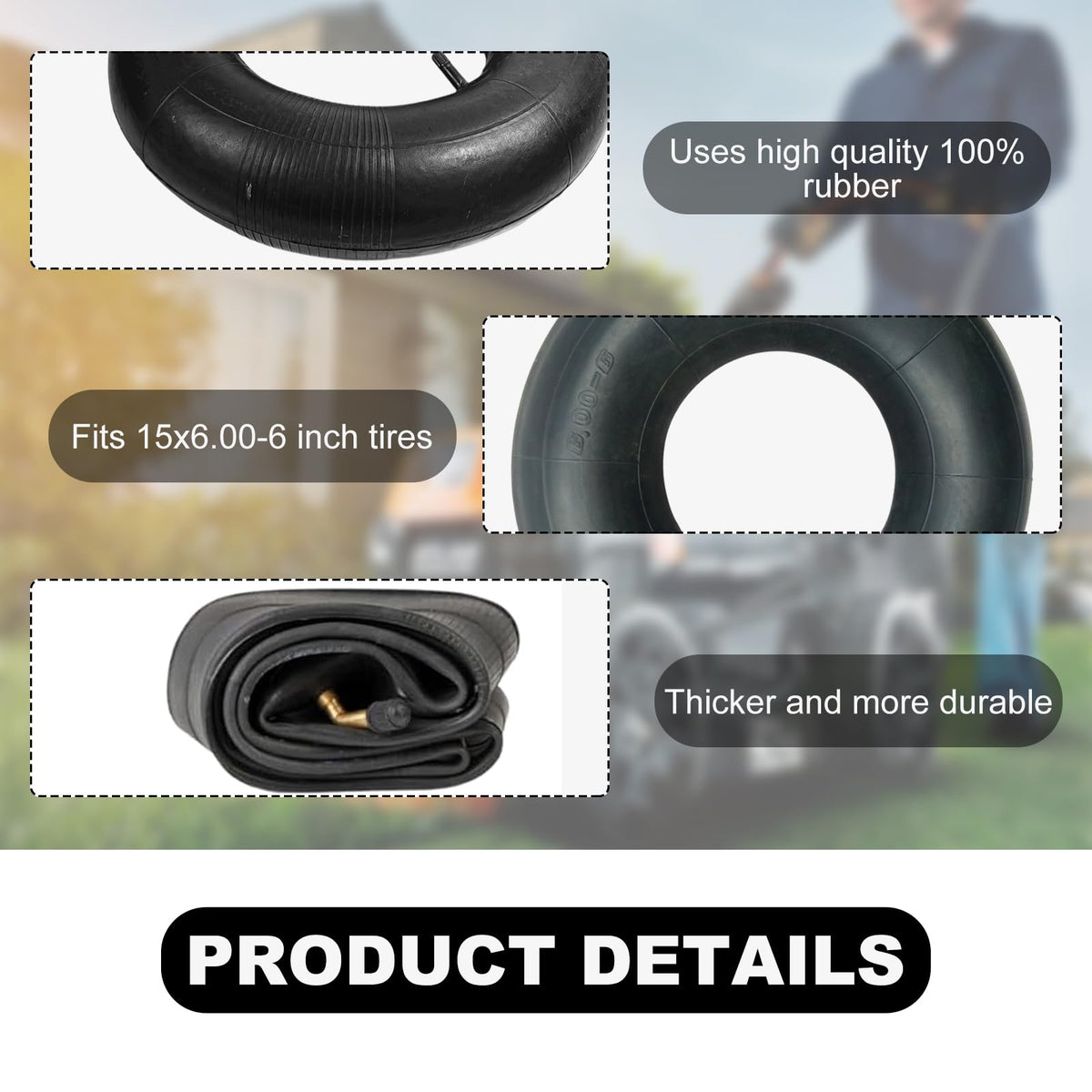 2 PCS 15×6.00-6" Inner Tubes with TR-13 Straight Valve Stem N1265
